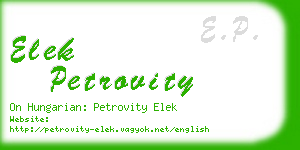 elek petrovity business card